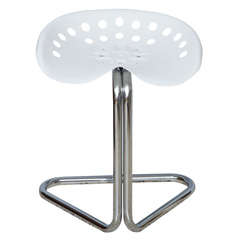 White Powder-Coated Tractor Seat Stool