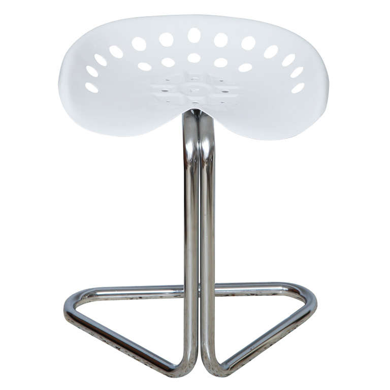 White Powder-Coated Tractor Seat Stool