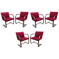 Set Of Six Brno Knoll Flat Bar Bronze Chairs