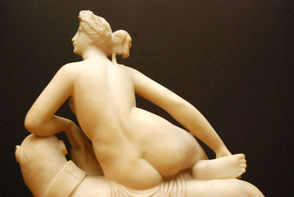 Grand Tour Alabaster Figure of Ariadne after Johann Heinrich von Dannecker In Good Condition For Sale In Hudson, NY