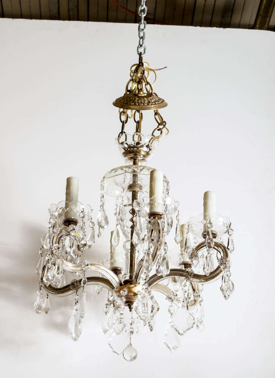 American crystal and pressed glass, four light fixture.