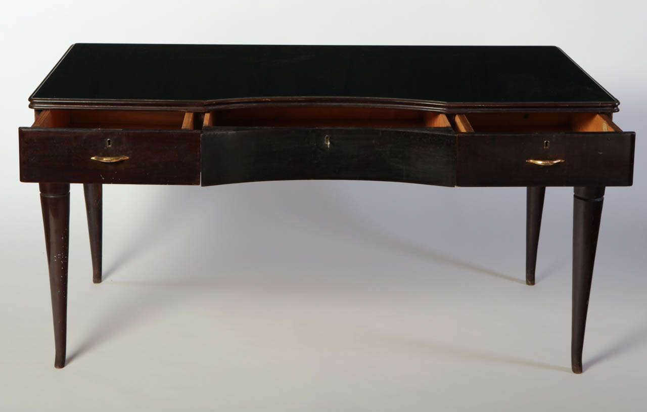 Italian Writing Table In Lacquered Wood With Three Drawers For