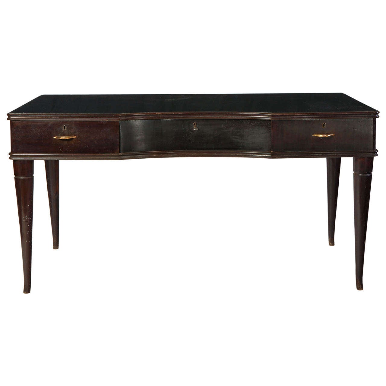 Italian Writing Table in Lacquered Wood with Three Drawers