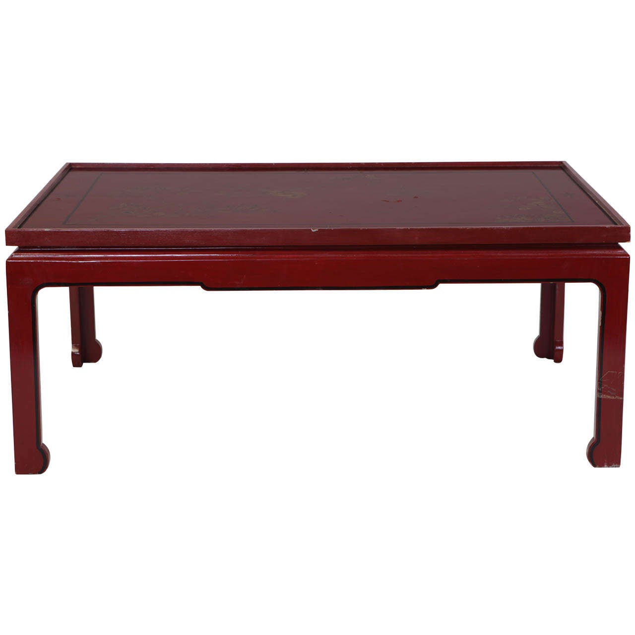 Square Red Lacquered Coffee Table