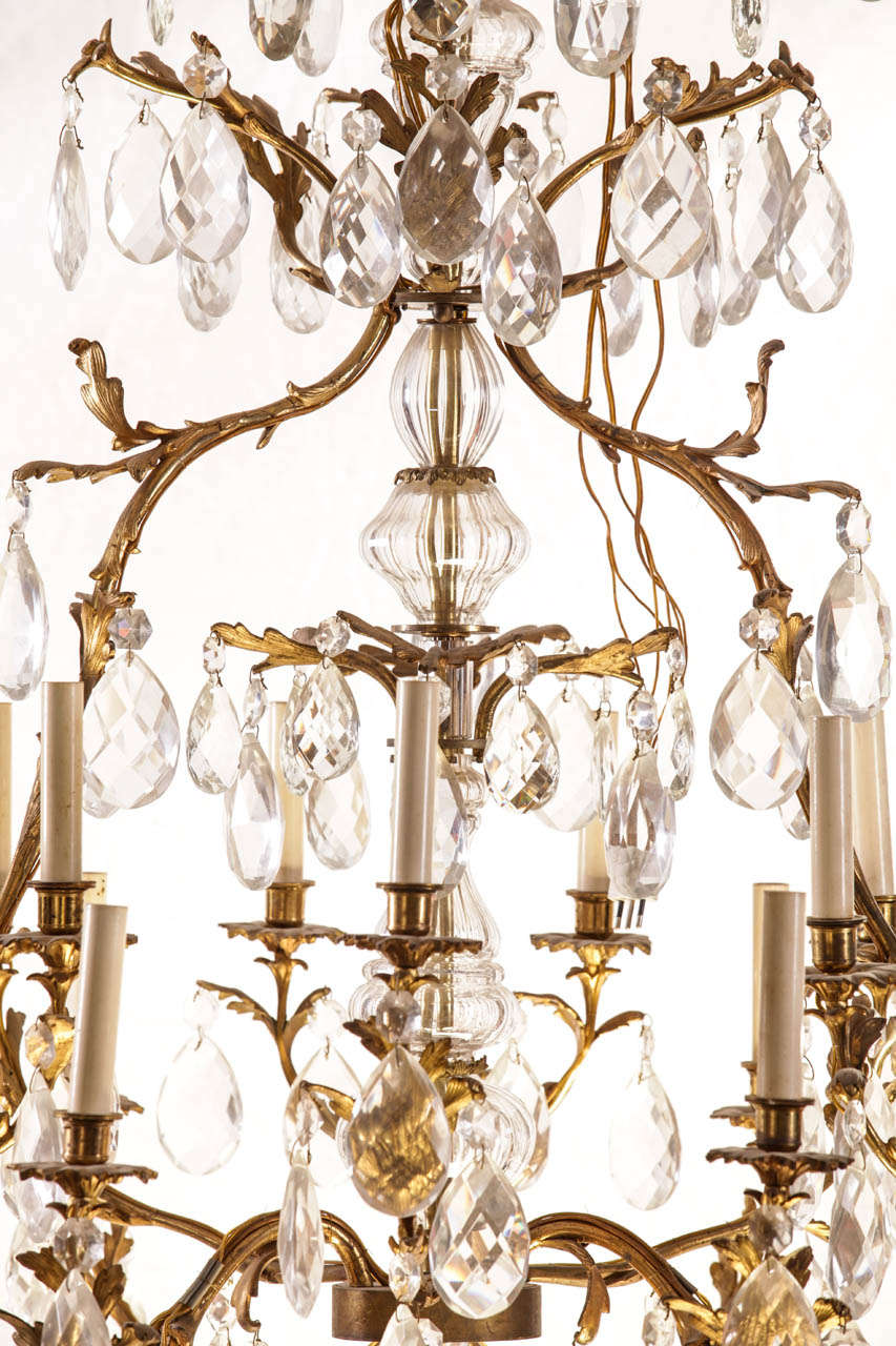 Louis XV  French Gilt Bronze and Cut-Glass, 14-Light Chandelier