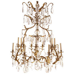  French Gilt Bronze and Cut-Glass, 14-Light Chandelier