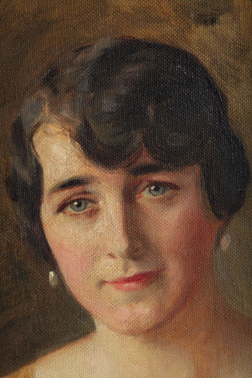 20th Century Portrait of a Young Lady Oil on Canvas by Ivan Lindhè 1920