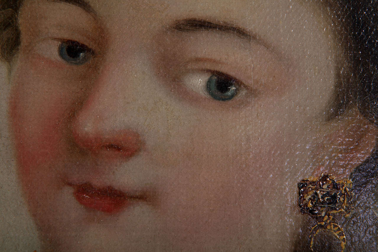 Pair of 18th Century Venetian Paintings Present a Young Ladies Portrait 4