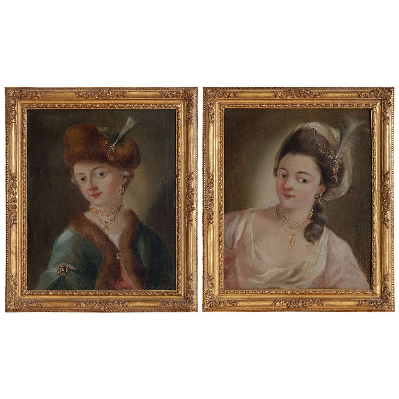 Pair of 18th Century Venetian Paintings Present a Young Ladies Portrait