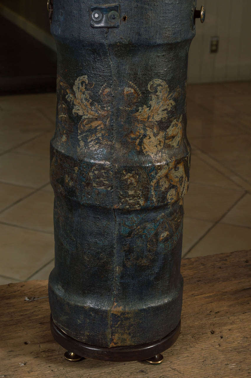 Blue Painted Leather and Linen Artillery Buckets, English circa 1860 at