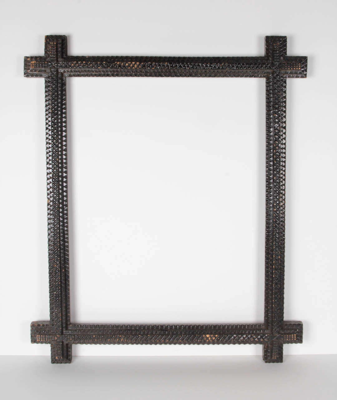 Ebonized Tramp Art Criss-Cross Frame