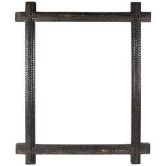 Antique Ebonized Tramp Art Criss-Cross Frame