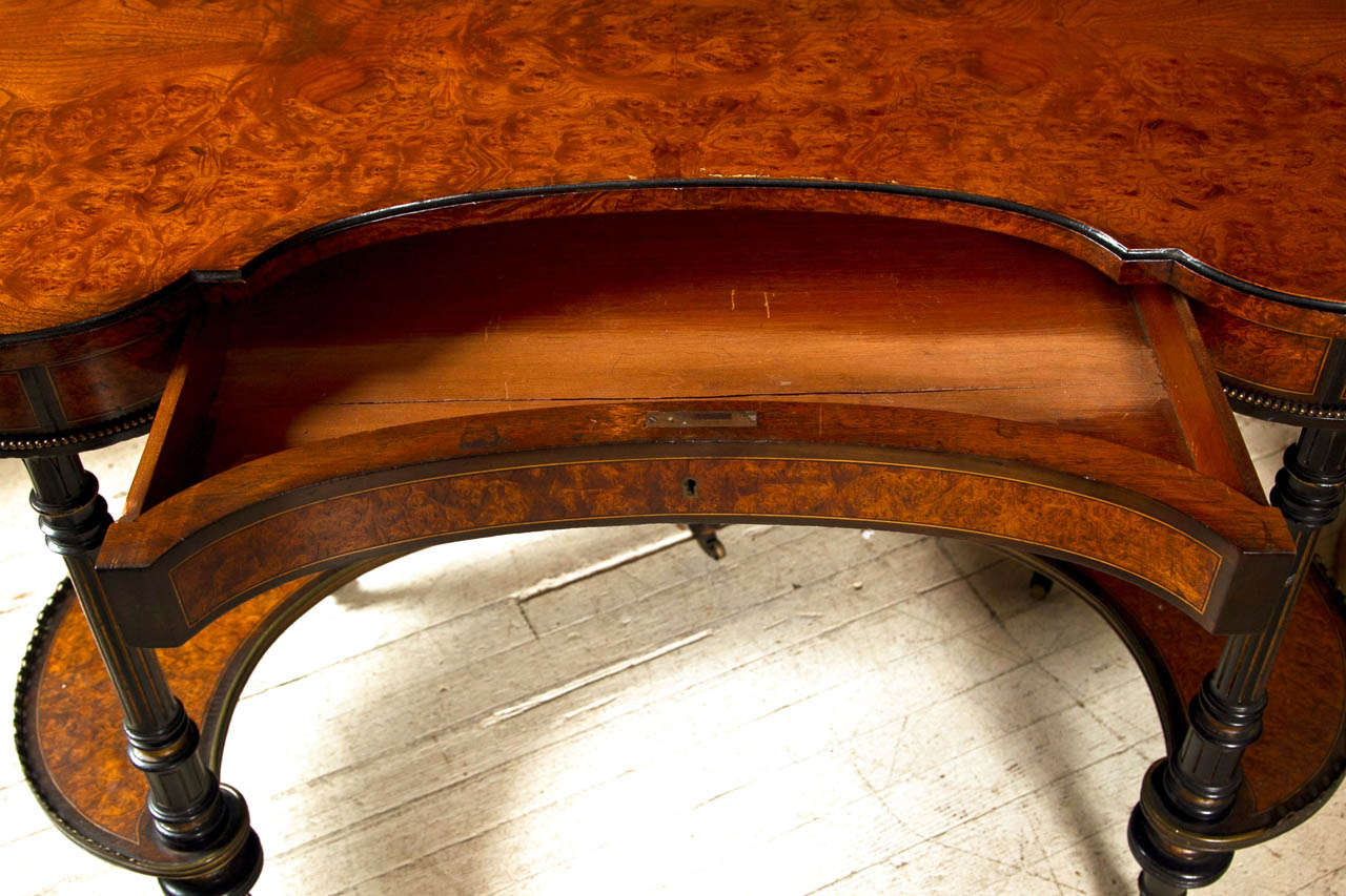 19th Century Unusual Burl Amboyna Writing Table