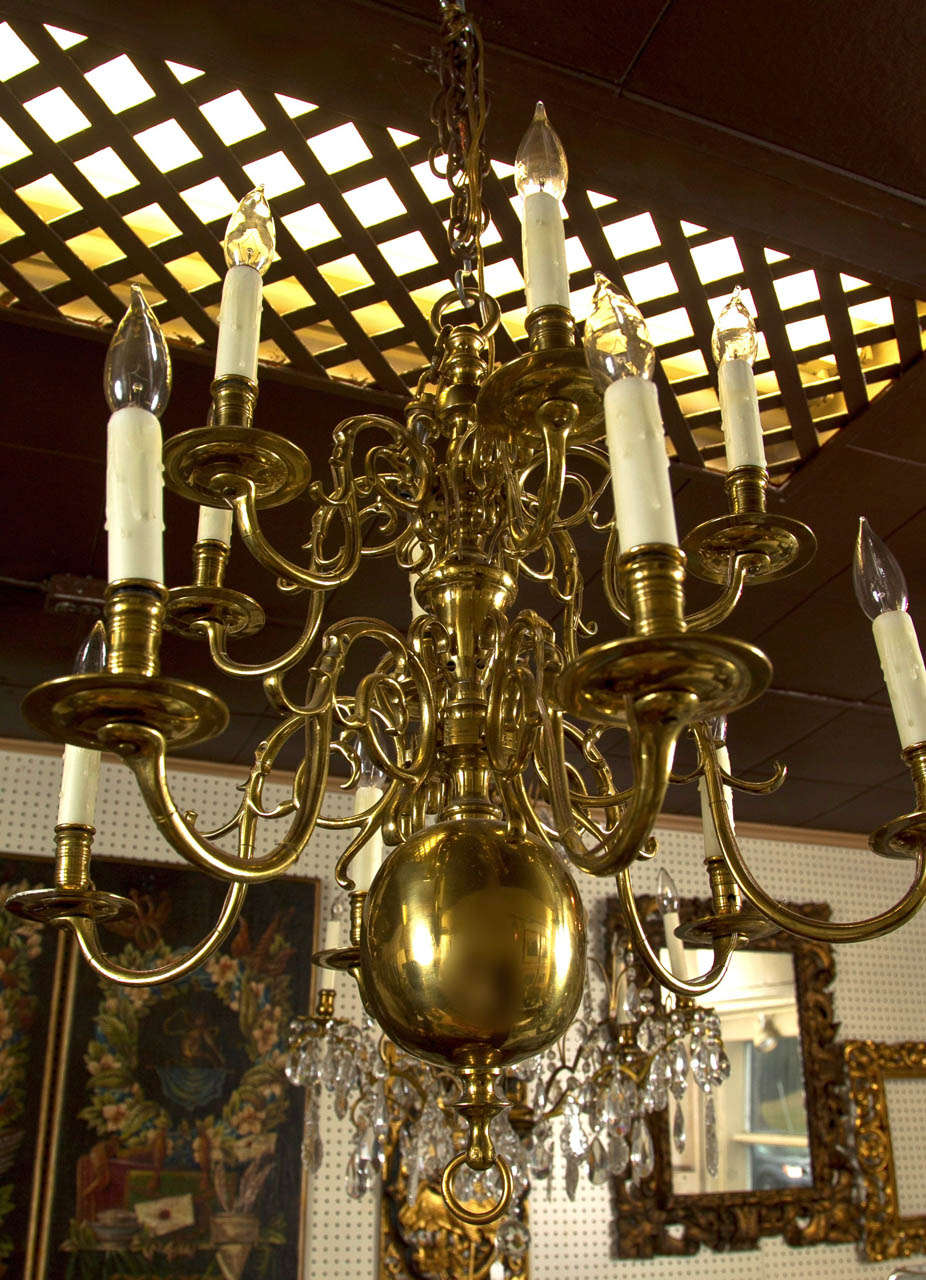 20th Century Two Tier 12 Light Dutch Chandelier For Sale