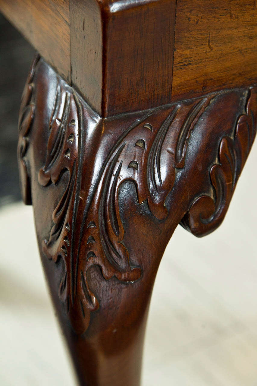 British Mahogany Bench on Carved Legs For Sale
