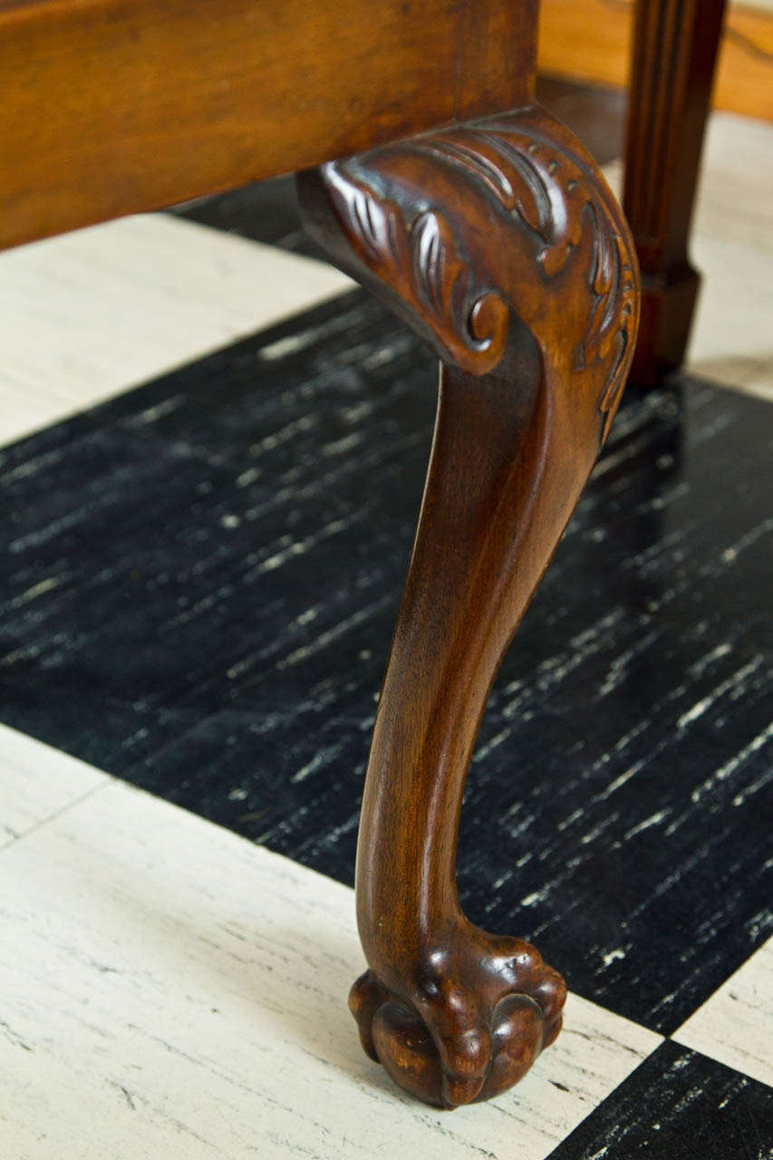 19th Century Mahogany Bench on Carved Legs For Sale