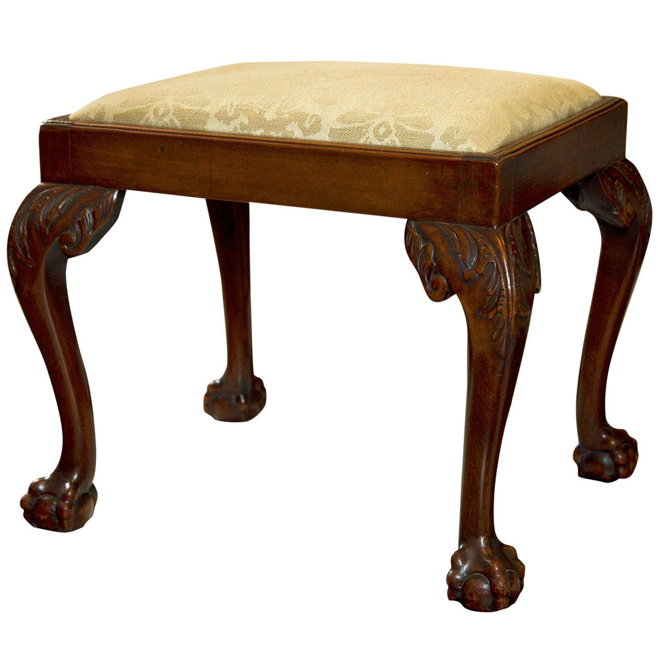 Mahogany Bench on Carved Legs For Sale