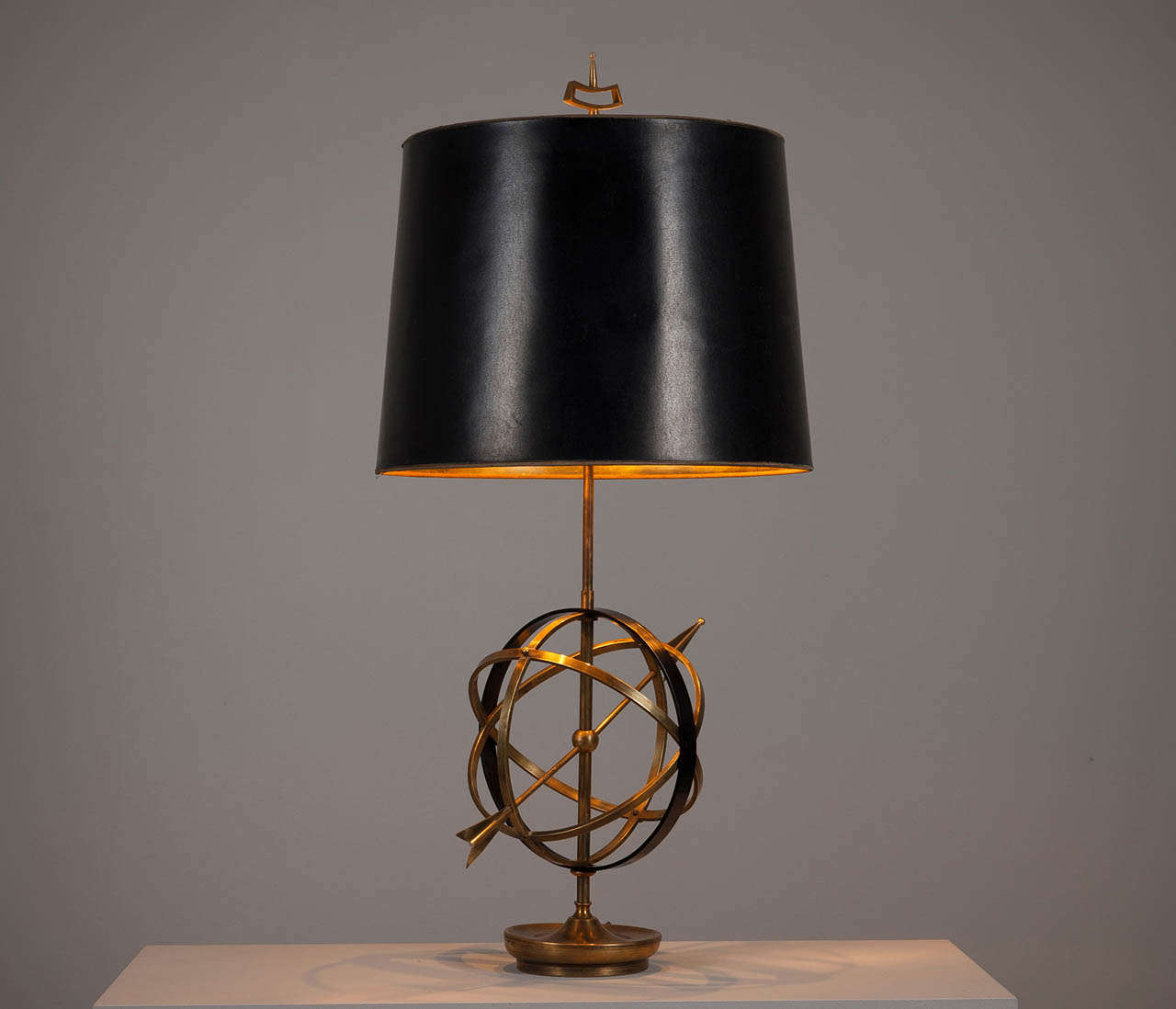 Solid Brass Sundial Table Lamp For At 1stdibs Sundial Table Lamp In Brass France 1960s Base With Black Shade The