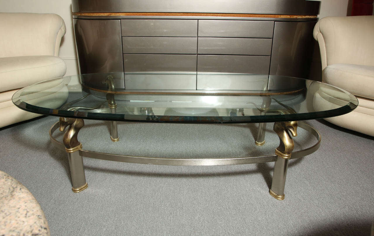 Exquisite Oval Coffee Table with Antelope Head Supports 3