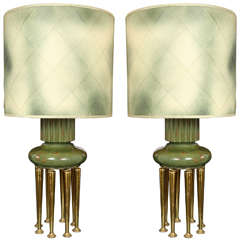 Spectacular pair of lamps by James Mont
