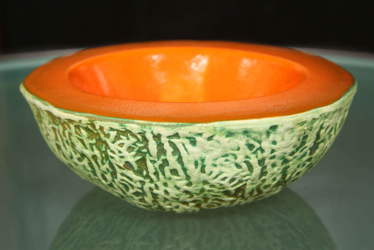 Six Trompe L'oeil Cantaloupe Ceramic Bowls In Excellent Condition In New York, NY