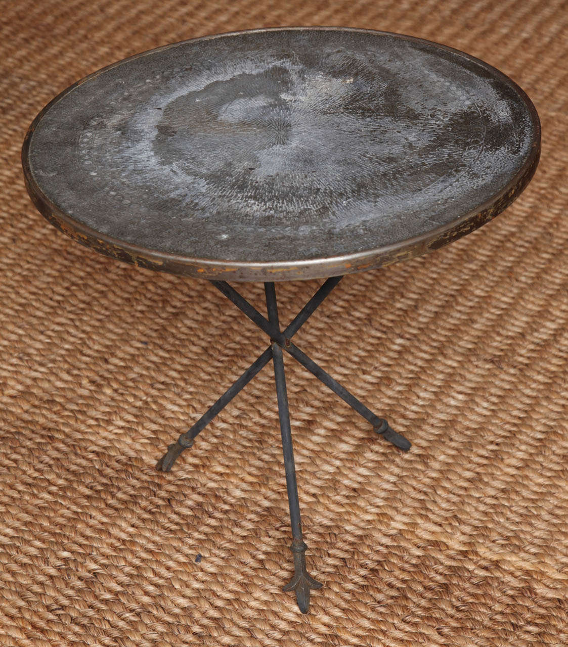 Tripod Table with Embossed Top In Good Condition In New York, NY
