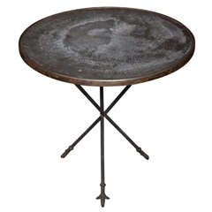 Antique Tripod Table with Embossed Top