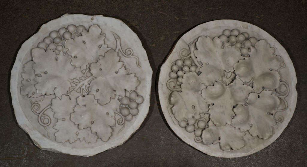 Finely carved 19th century marble panels of grape vines