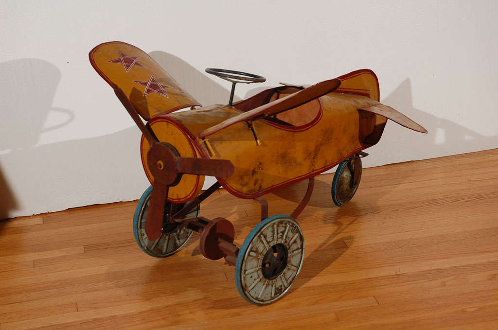 Folk Art Childs Airplane Pedal Toy