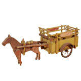 Antique Folk Art Horse and Cart