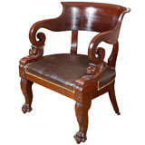 Antique Fabulous Mahogany Lion Library Chair