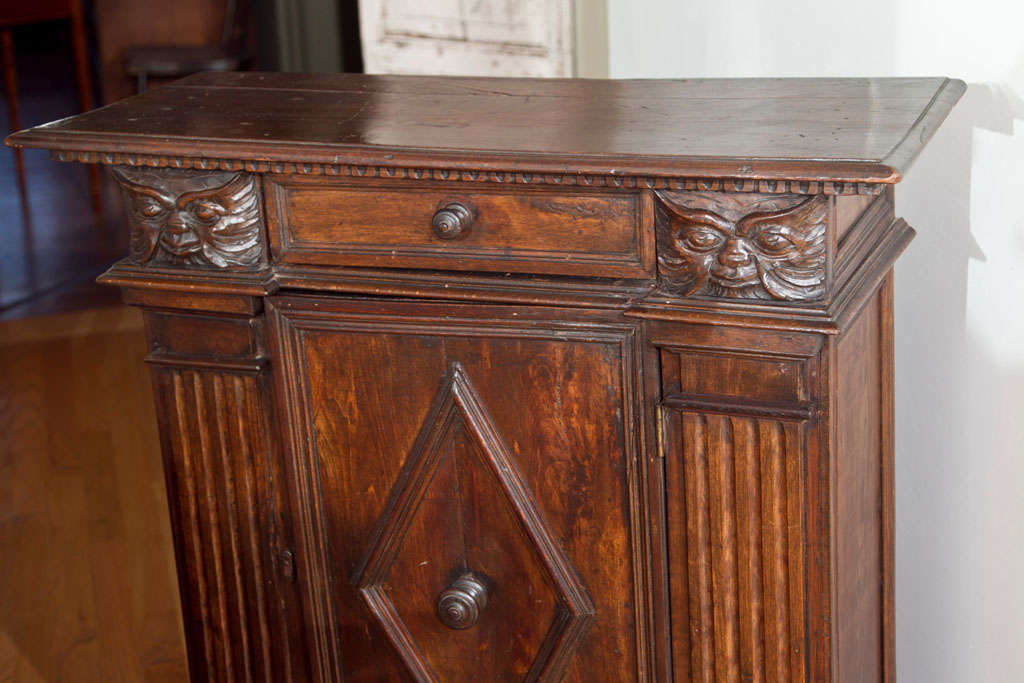 Carved Italian Walnut Credenza For Sale