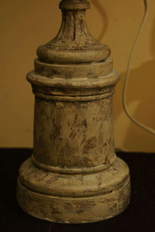 20th Century Greiged Carved Baluster Lamp For Sale