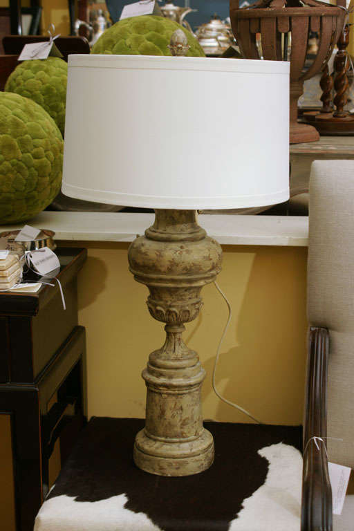 Greiged carved baluster lamp.

Regular price 1550.00.