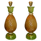 Pair of table lamps signed "Toso Murano"