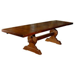 A French 1920s Trestle Dining Table With Removable Leaves