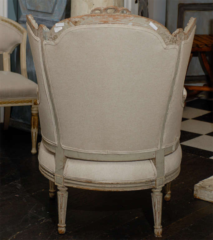 French 19th Century Louis XVI Style Bergère à Oreilles with Tabouret In Good Condition In Atlanta, GA