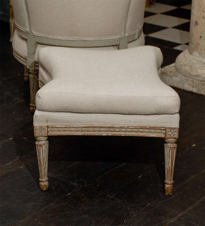Upholstery French 19th Century Louis XVI Style Bergère à Oreilles with Tabouret