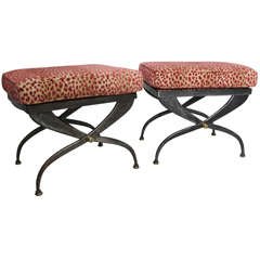 Pair of Neoclassicial Steel Benches