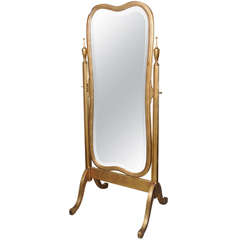 Antique French Giltwood Cheval Mirror