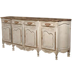 19th Century French Provincial Paint Decorated Faux Marble Top Enfidale