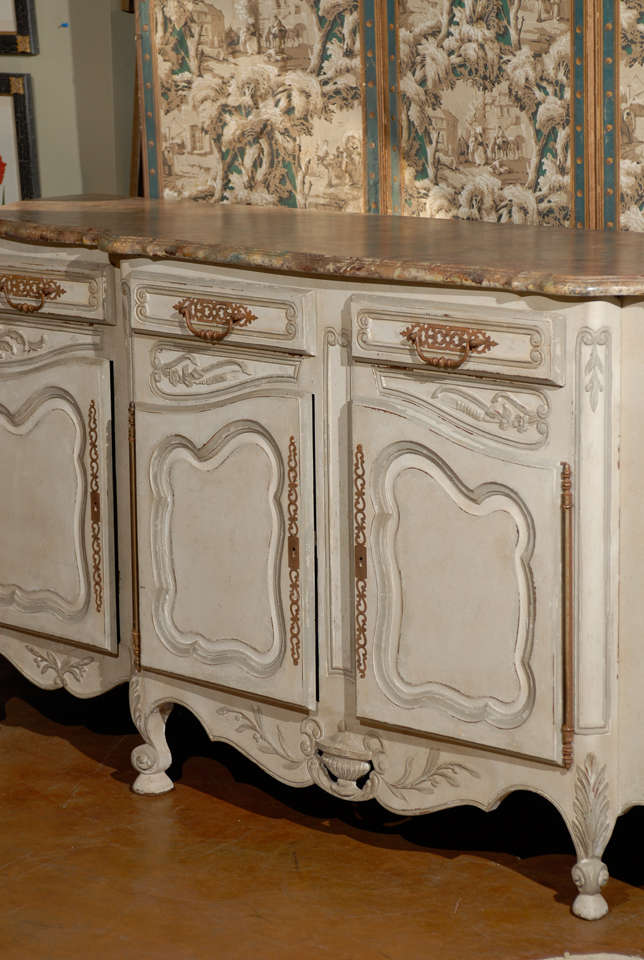 19th Century French Provincial Paint Decorated Faux Marble Top Enfidale 1
