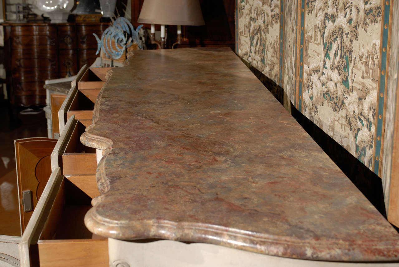 19th Century French Provincial Paint Decorated Faux Marble Top Enfidale 4