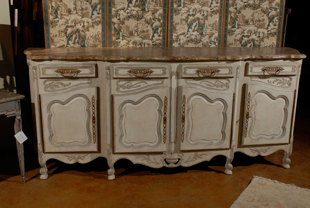 19th Century French Provincial Paint Decorated Faux Marble Top Enfidale 5
