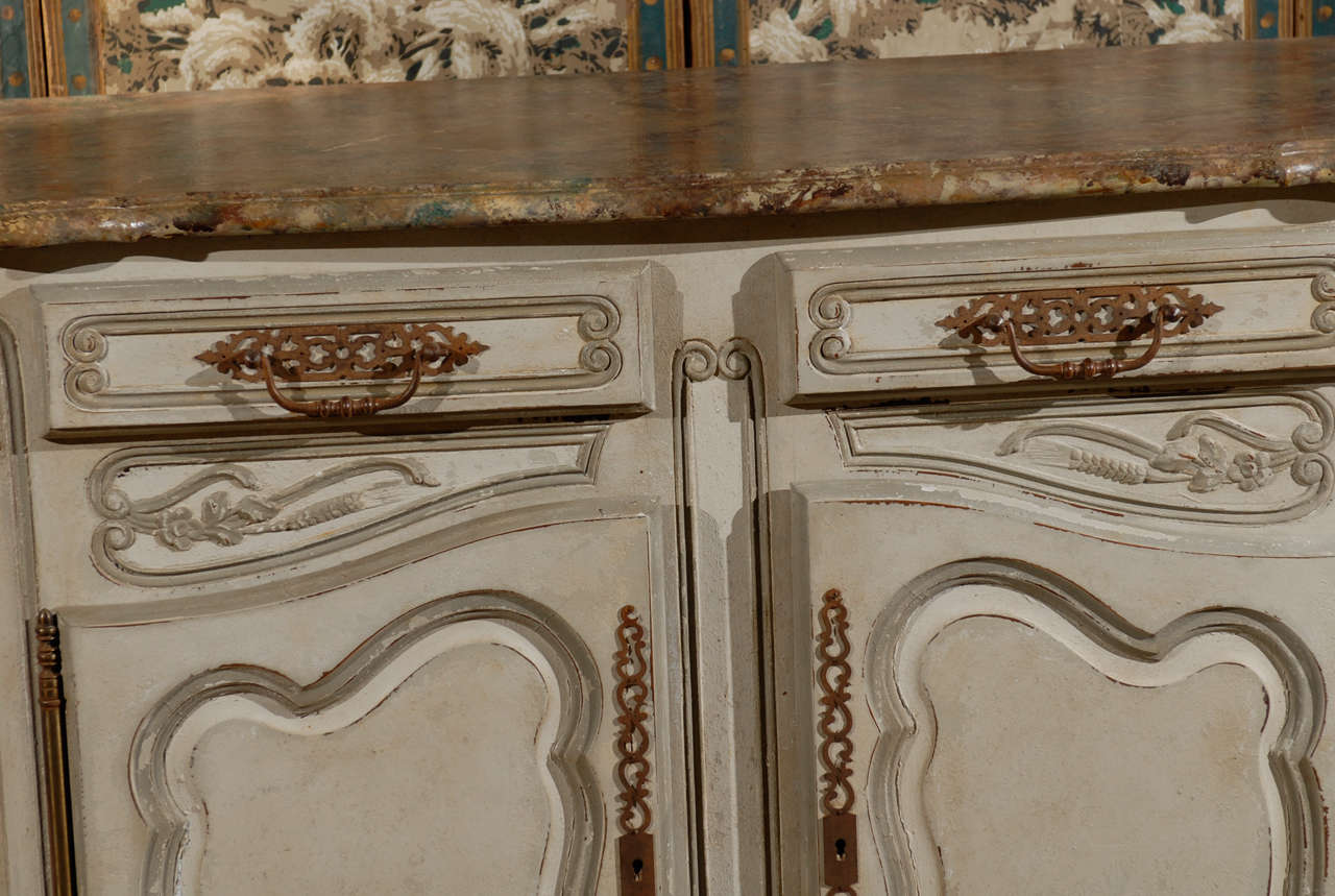 19th Century French Provincial Paint Decorated Faux Marble Top Enfidale 6