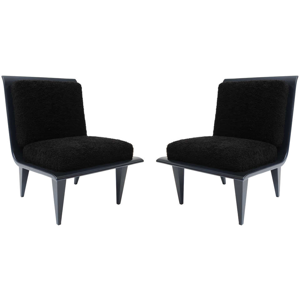 Pair of James Mont Slipper Chairs