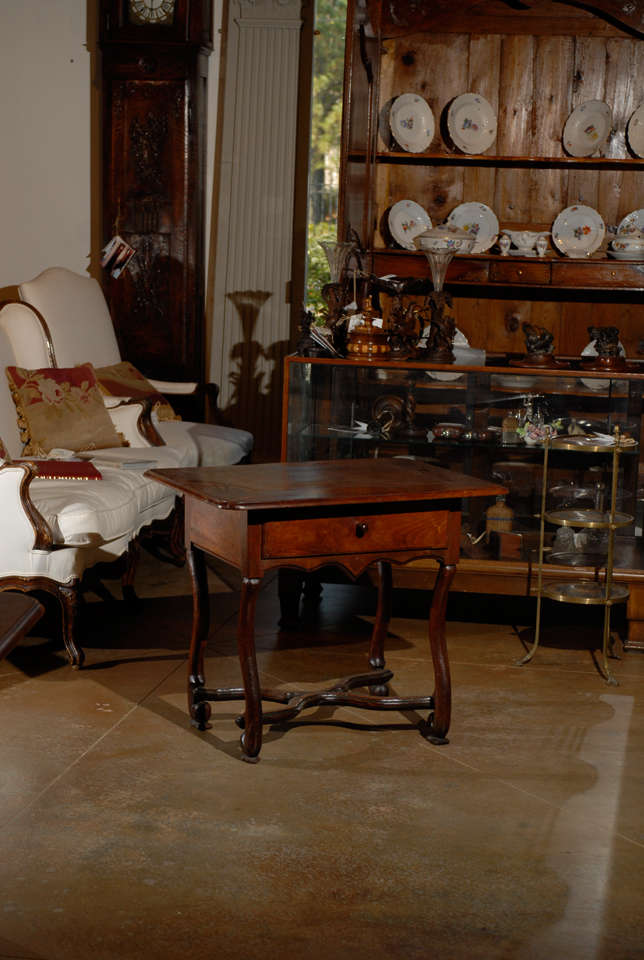 18th century walnut Louis XIV side table with one-drawer, rich color with beautiful patina.