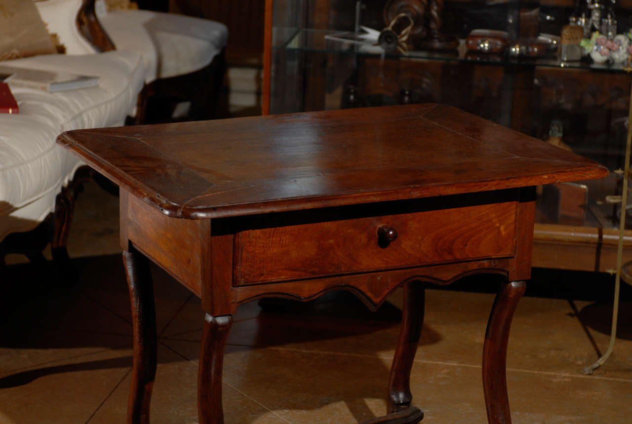 French 18th Century Walnut Louis XIV Antique Side Table with One-Drawer