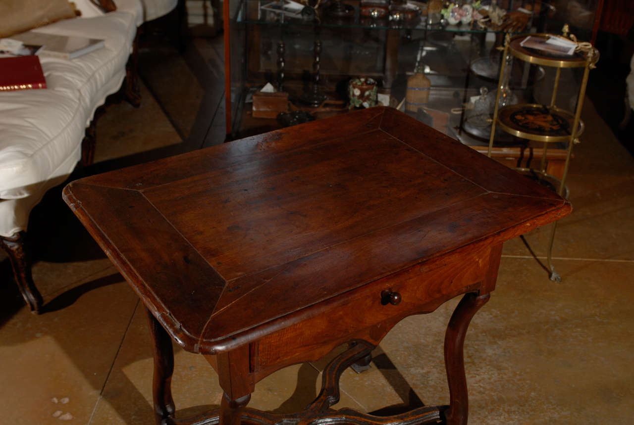18th Century and Earlier 18th Century Walnut Louis XIV Antique Side Table with One-Drawer