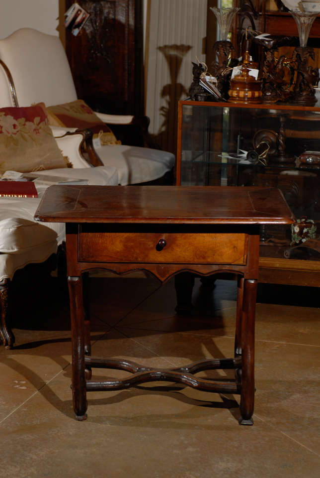 18th Century Walnut Louis XIV Antique Side Table with One-Drawer 2